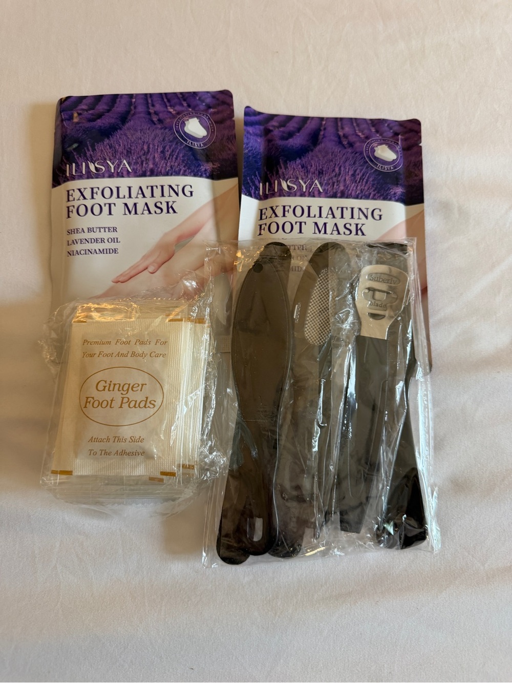 Exfoliating Foot Mask with Black Foot Care Tools - Lavender